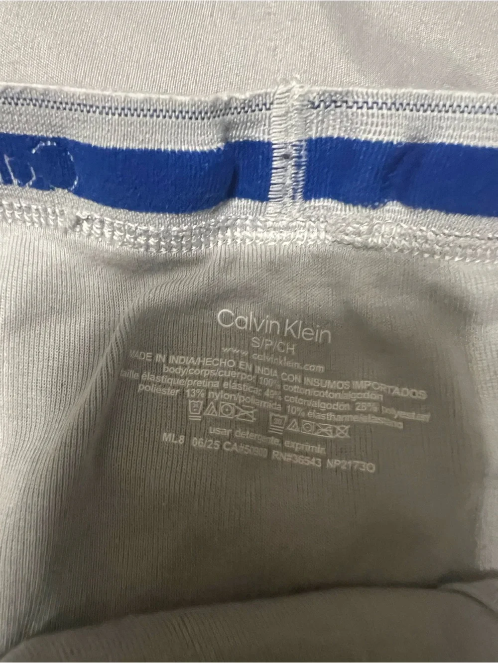 Calvin Klein Classic Gray Brief with Blue Logo Waistband - Picture 2 of 4